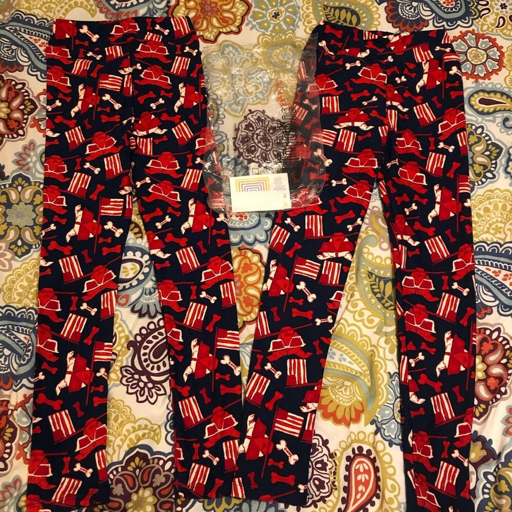 BNWT Lularoe kids l/xl Americans Pit Bull leggings